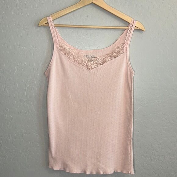 Faded Glory Girl’s Pink Lace Lined Pointelle Pattern Tank Top Size Large (12/14) - Picture 1 of 5